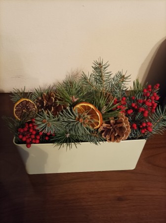 pigne bacche pini e limoni in scatola rettangolare